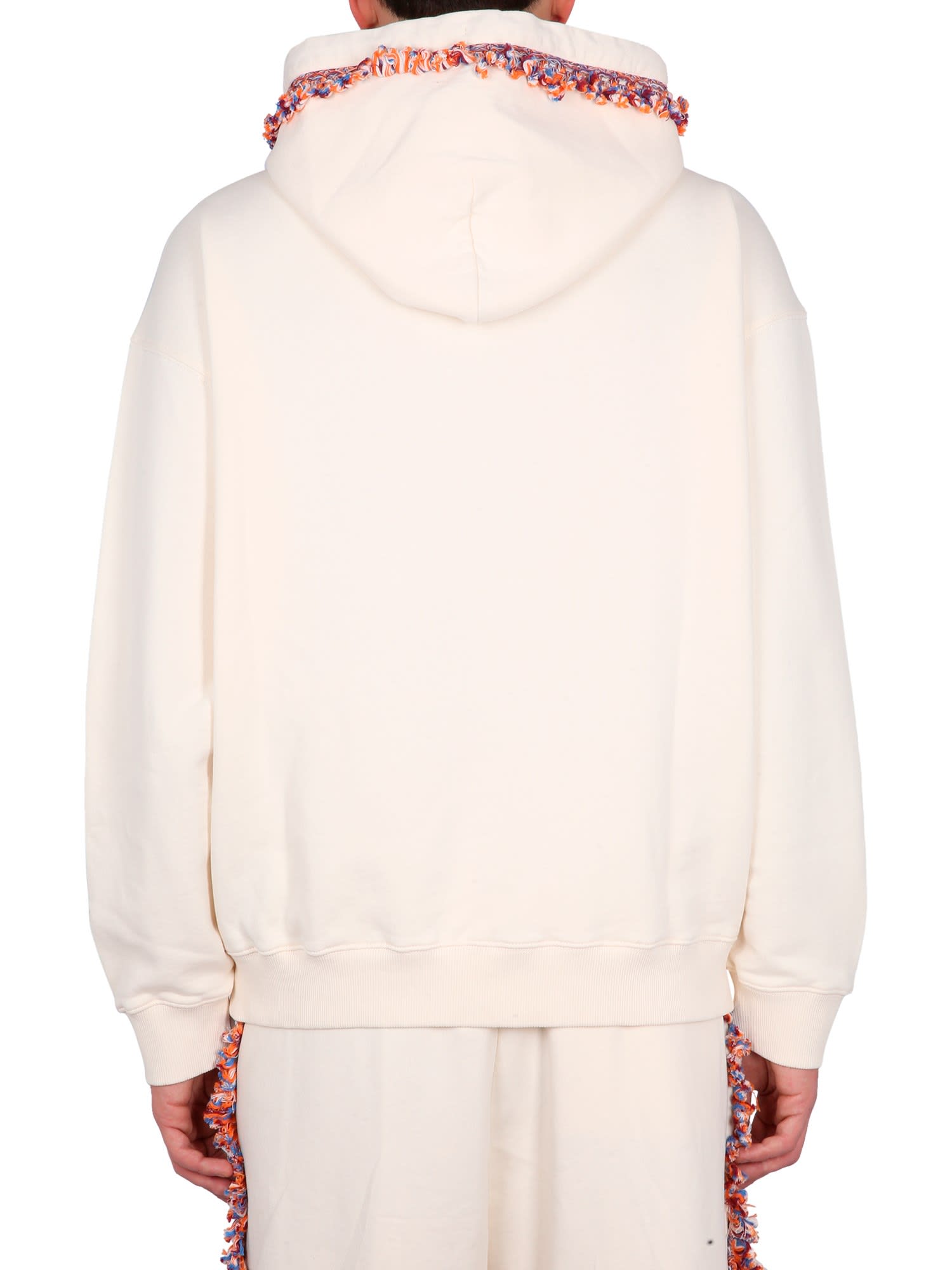 Marcelo Burlon County Of Milan Marcelo Burlon Fringes Sweatshirt In Cipria