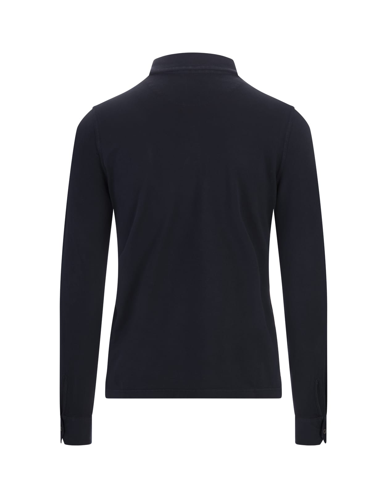 Shop Fedeli North Long-sleeved Polo Shirt In Blue Piquet