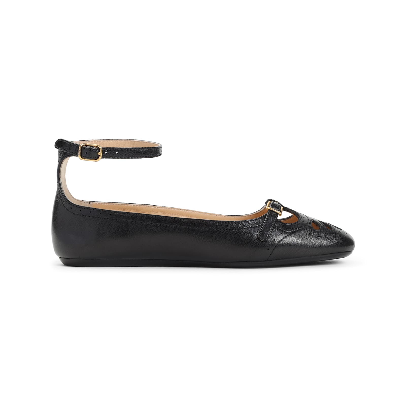 Chloé Chloe Misty Cut-out Leather Ballet Flats In Black
