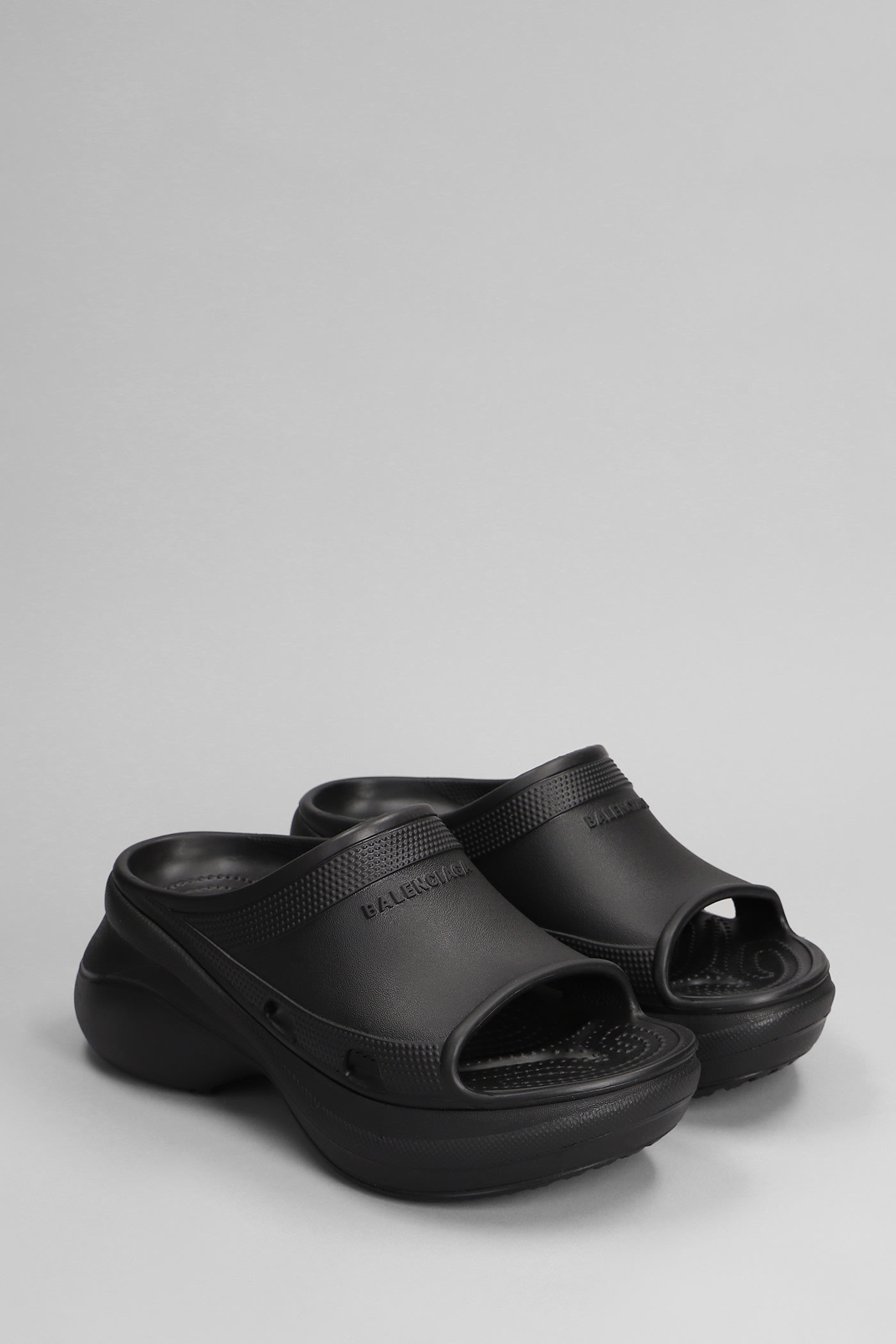 Shop Balenciaga Pool Crocs Slide Slipper-mule In Black Eva