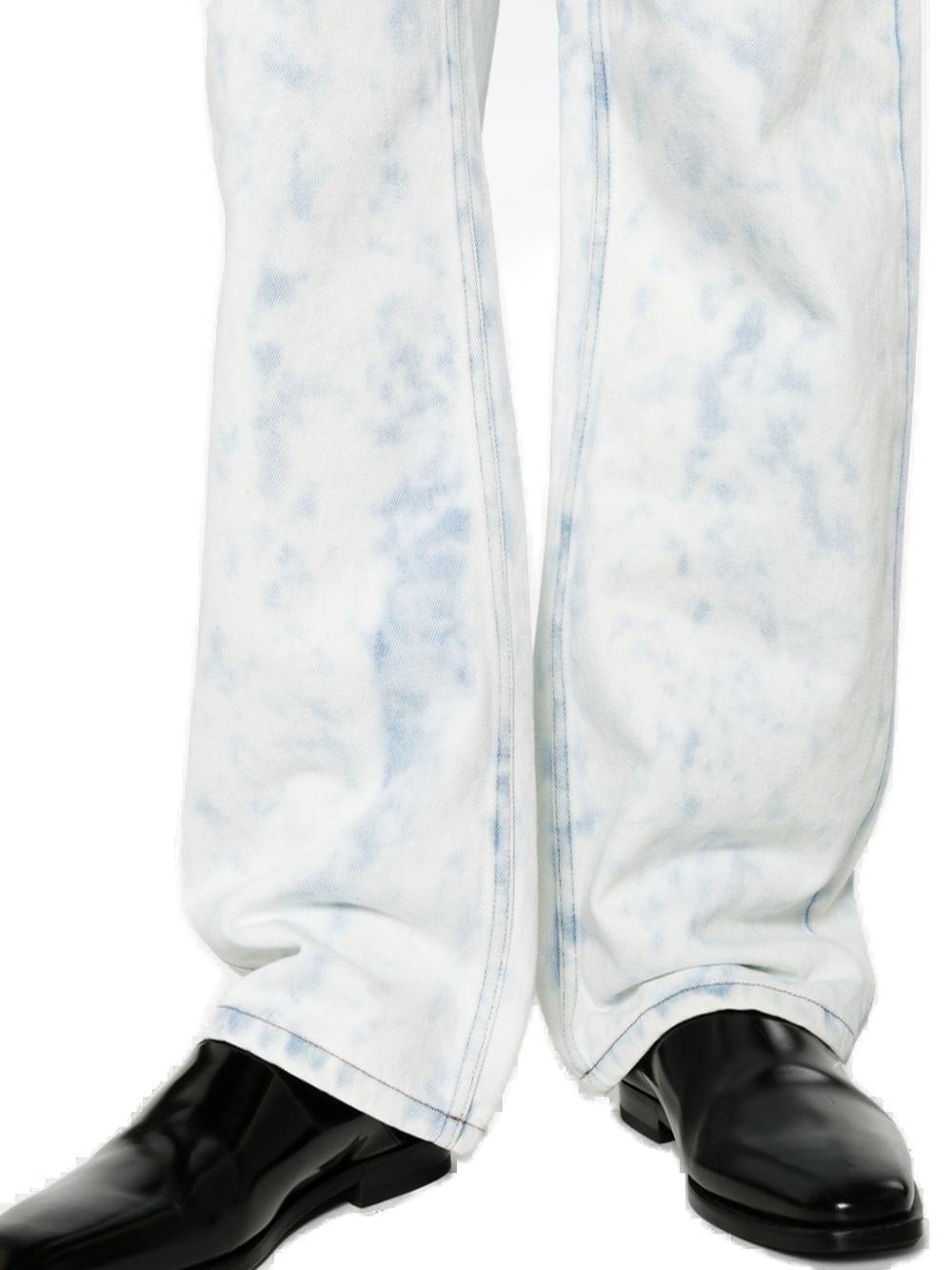 Shop Dries Van Noten Faded-effect Wide-leg Jeans In Light Blue