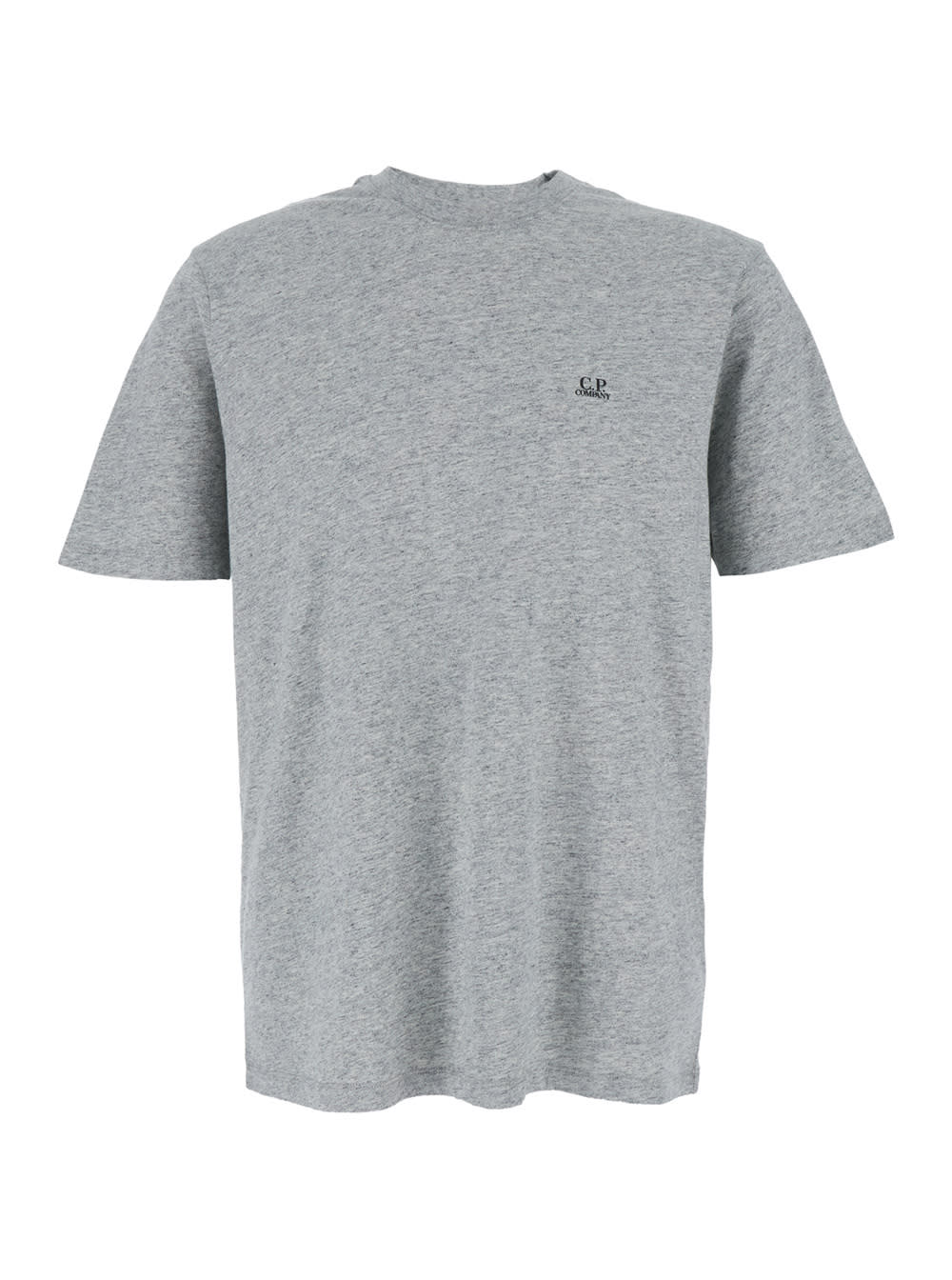 C.p. Company Grey T-shirt With Logo Printed On The Front In Cotton Man