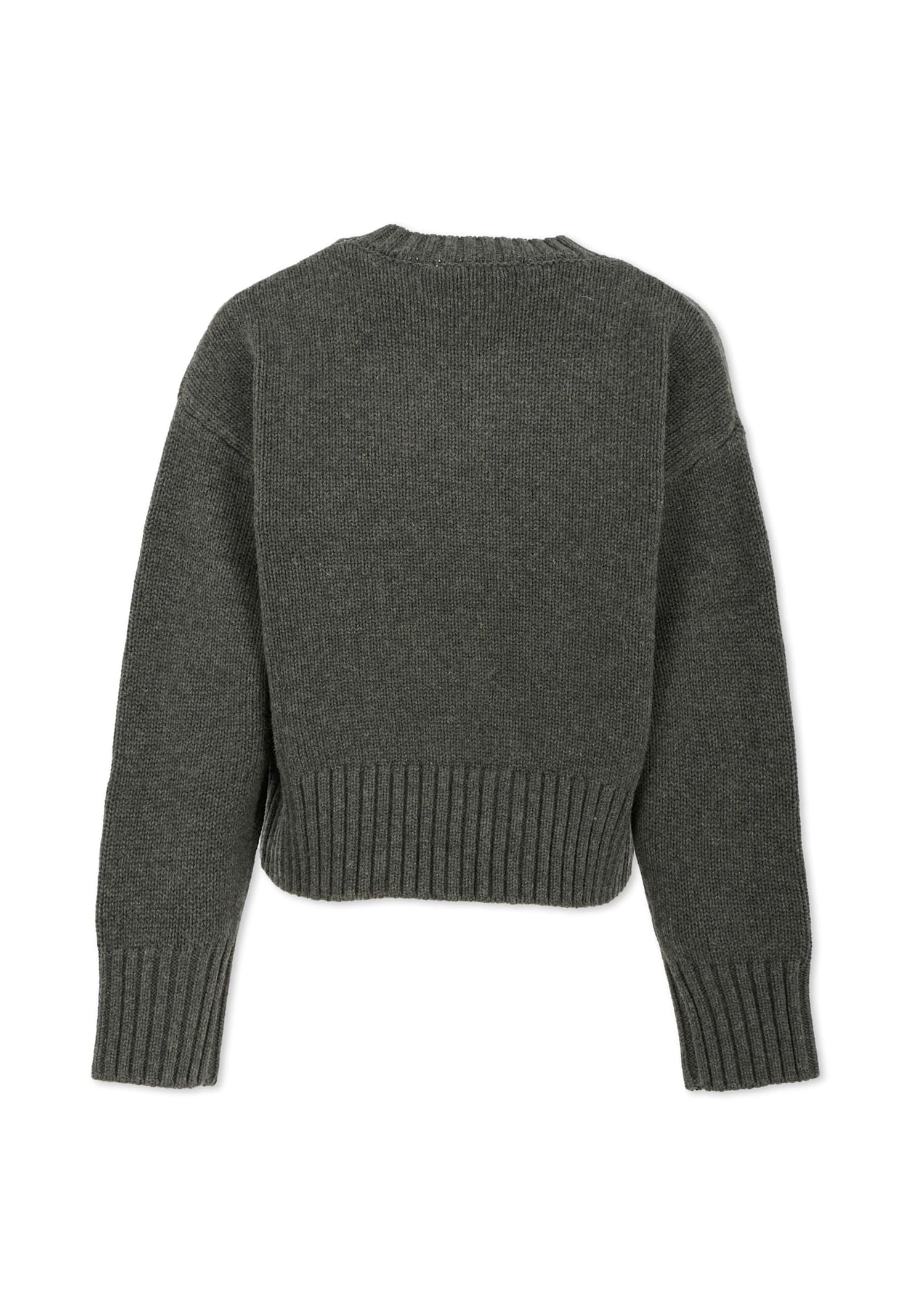 Msgm Grey Sweater For Girl With Logo In Gray