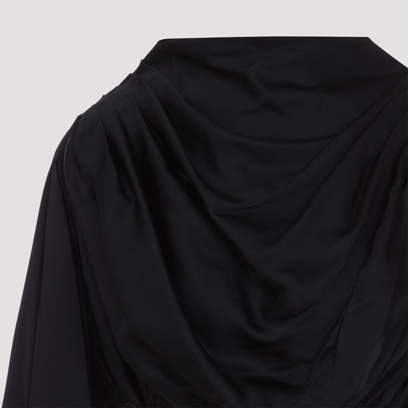 Rick Owens Draped Tech Fabric Top With Button Detail In Black