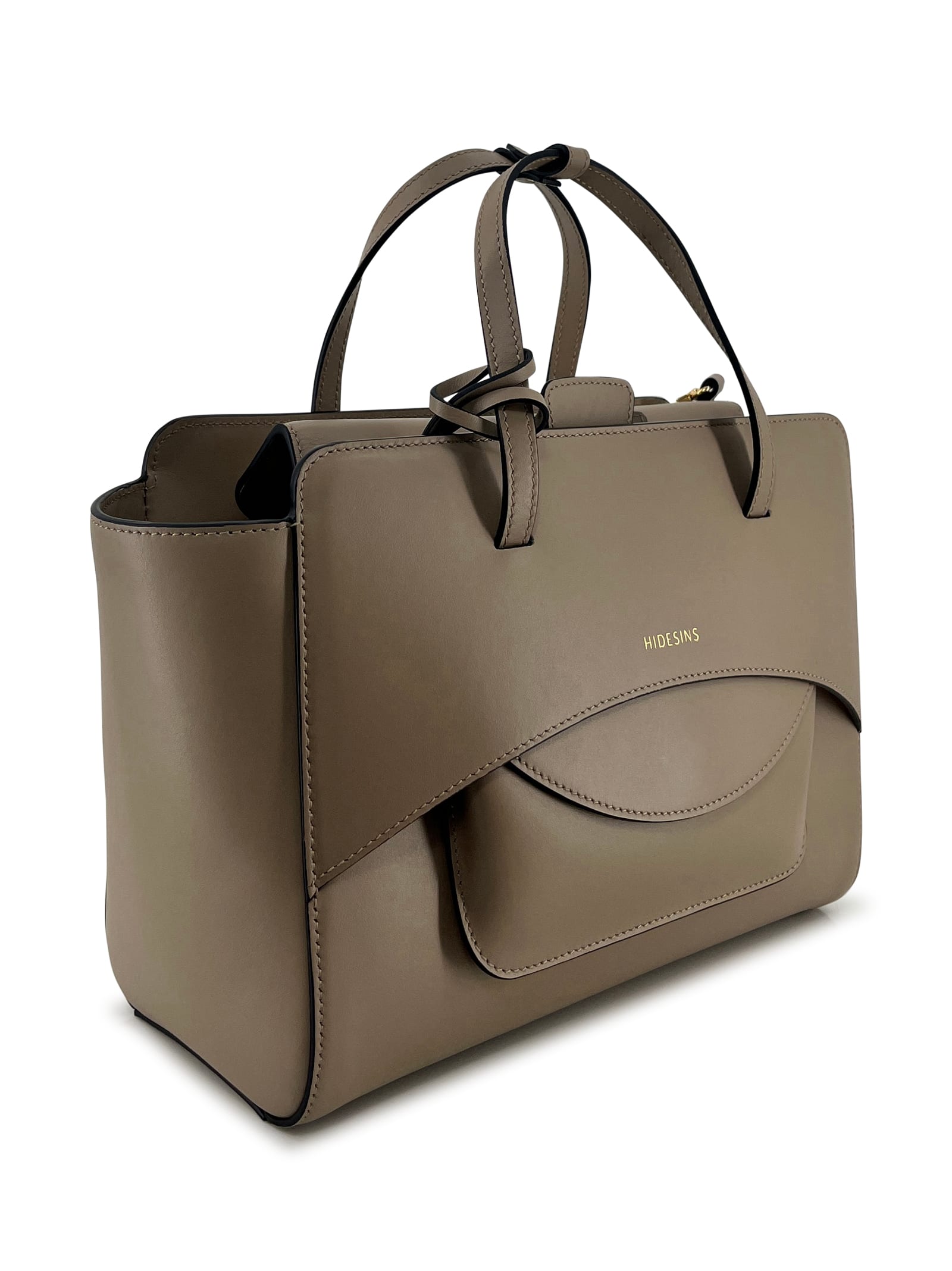 Hidesins Soft Calfskin Leather Shoulder Bag In Gray