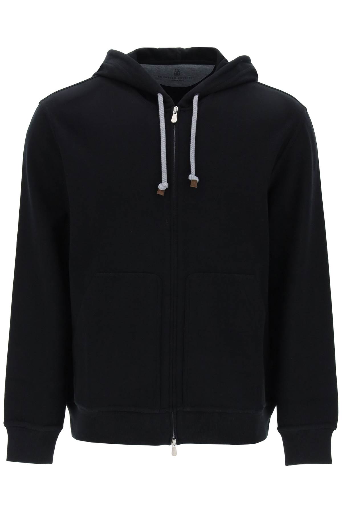 Zippered Hoodie In Techno Cotton