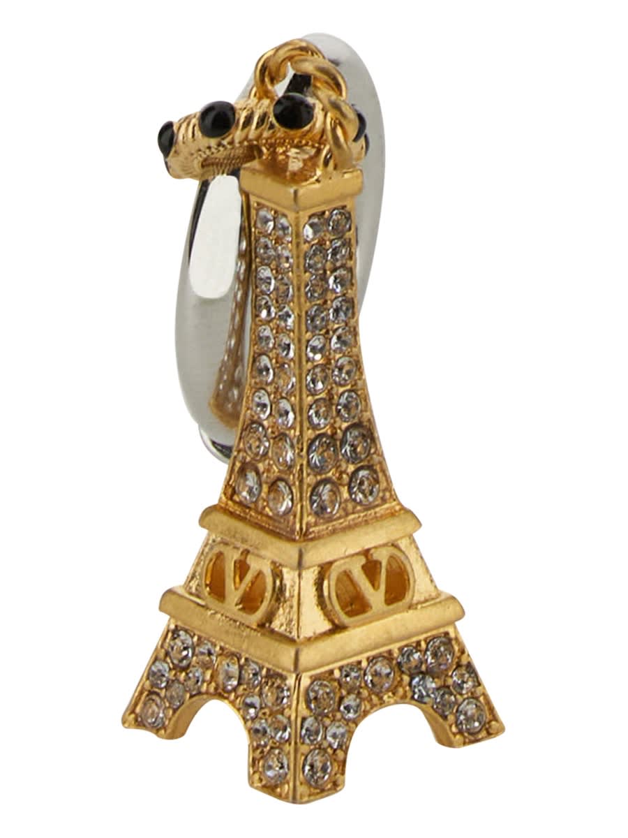 Valentino Garavani Ovalette Mono Earring In Metal In Silver