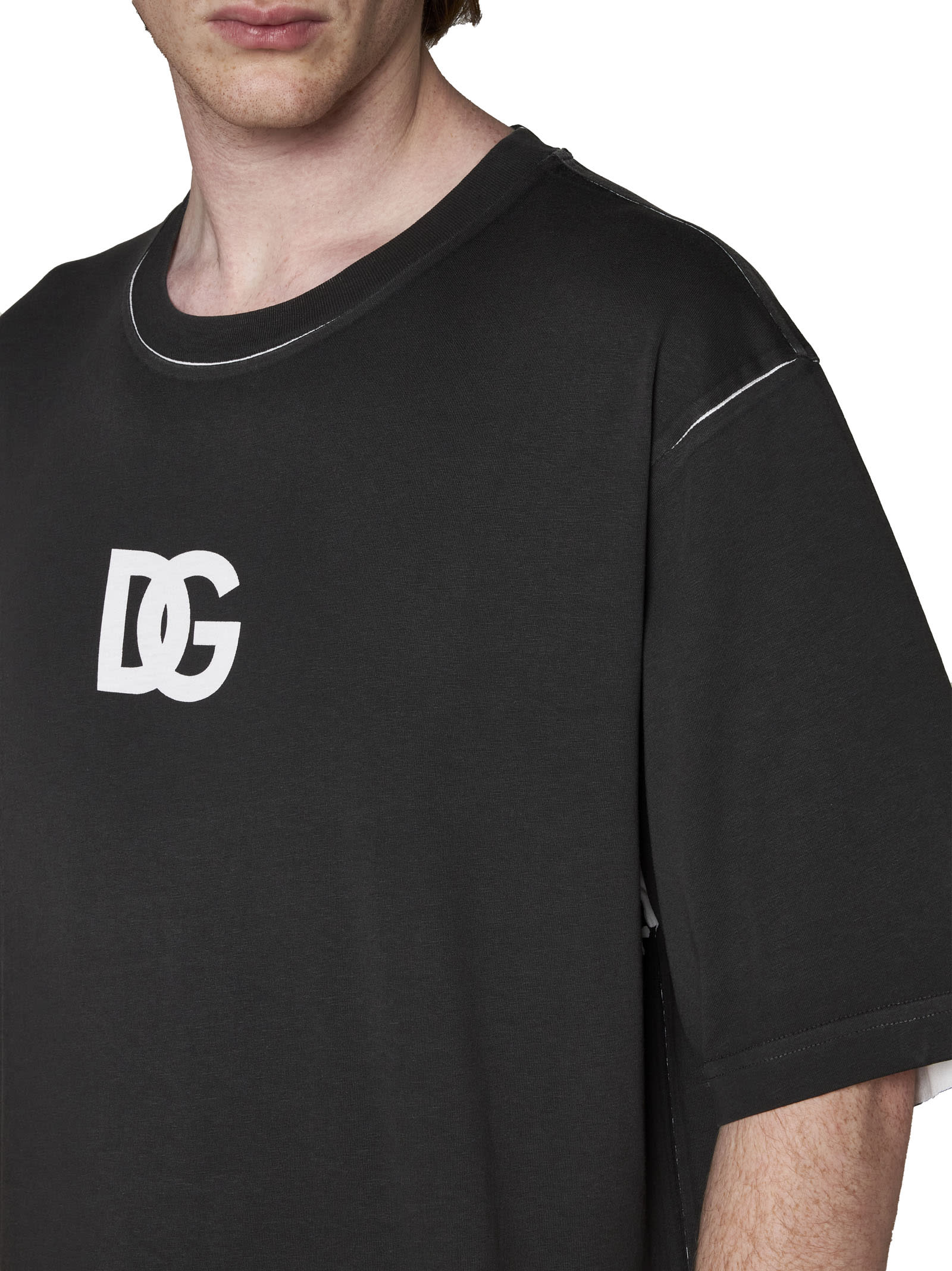Dolce & Gabbana Dg Logo Print T-shirt In Black
