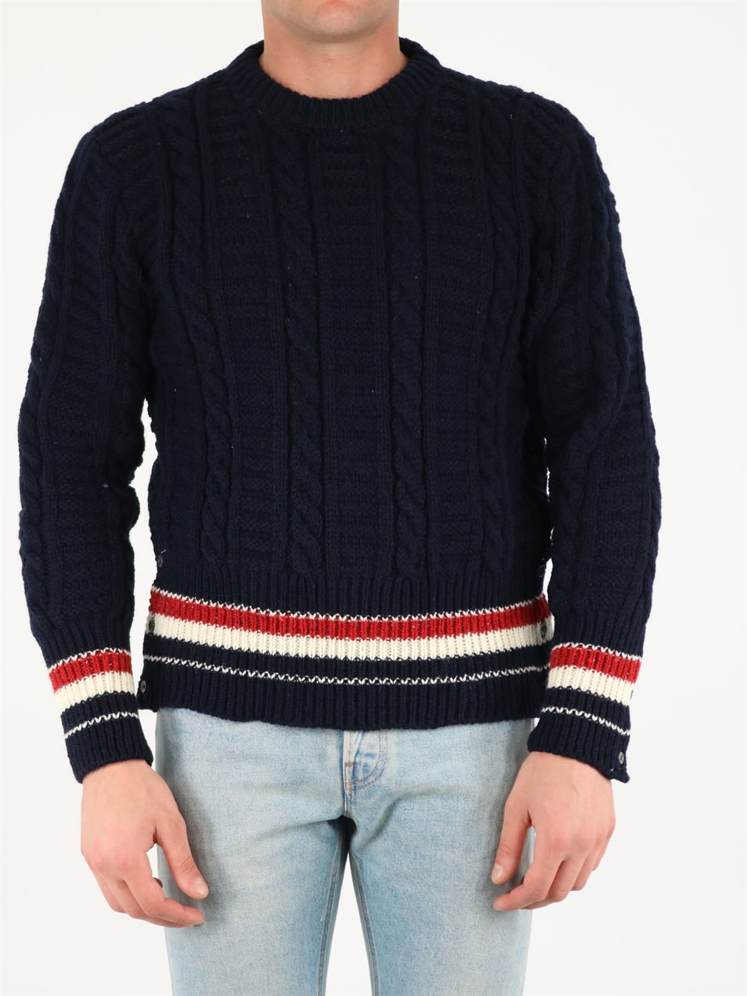 Thom Browne Blue Cable Wool Sweater
