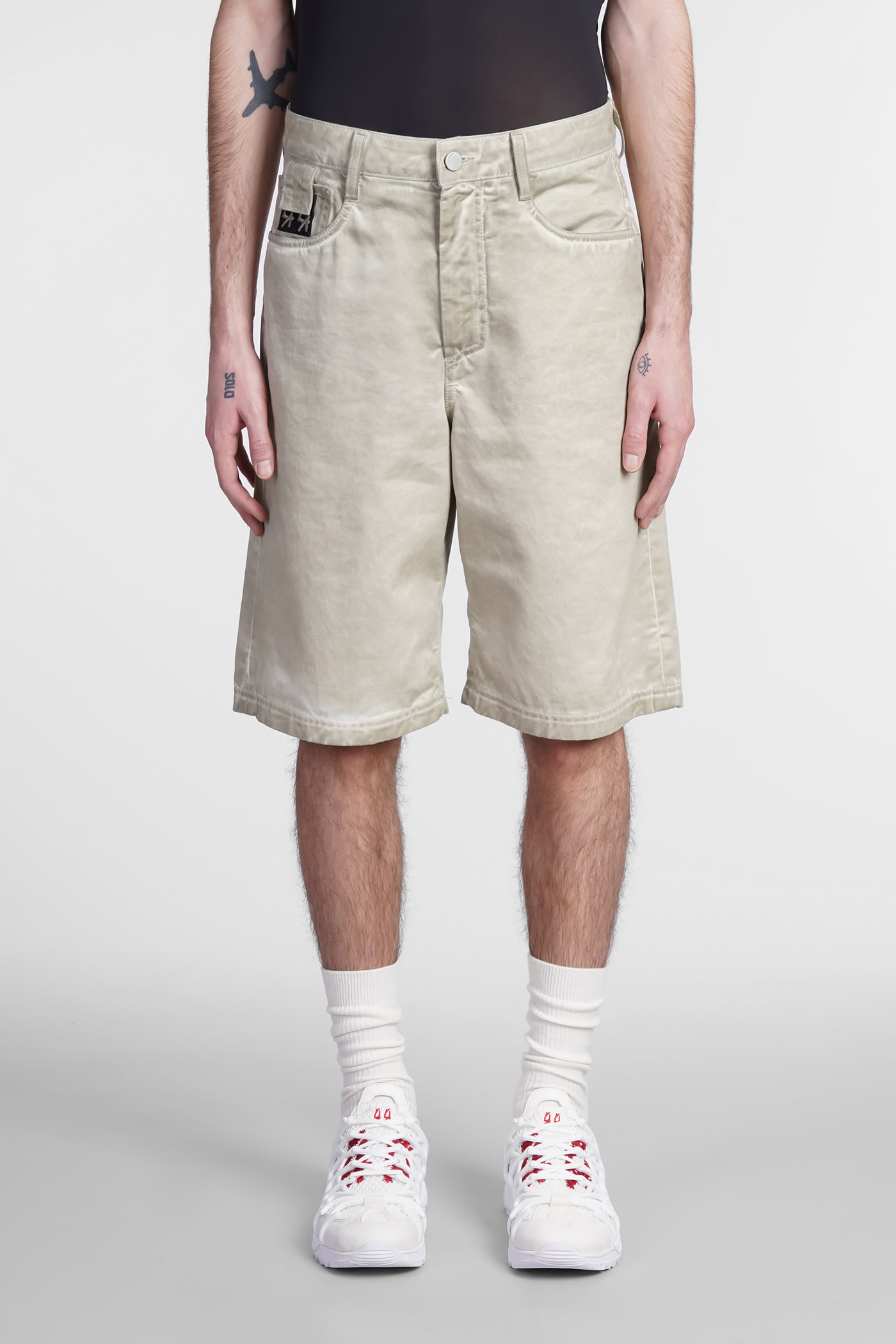 44 LABEL GROUP SHORTS IN BEIGE COTTON