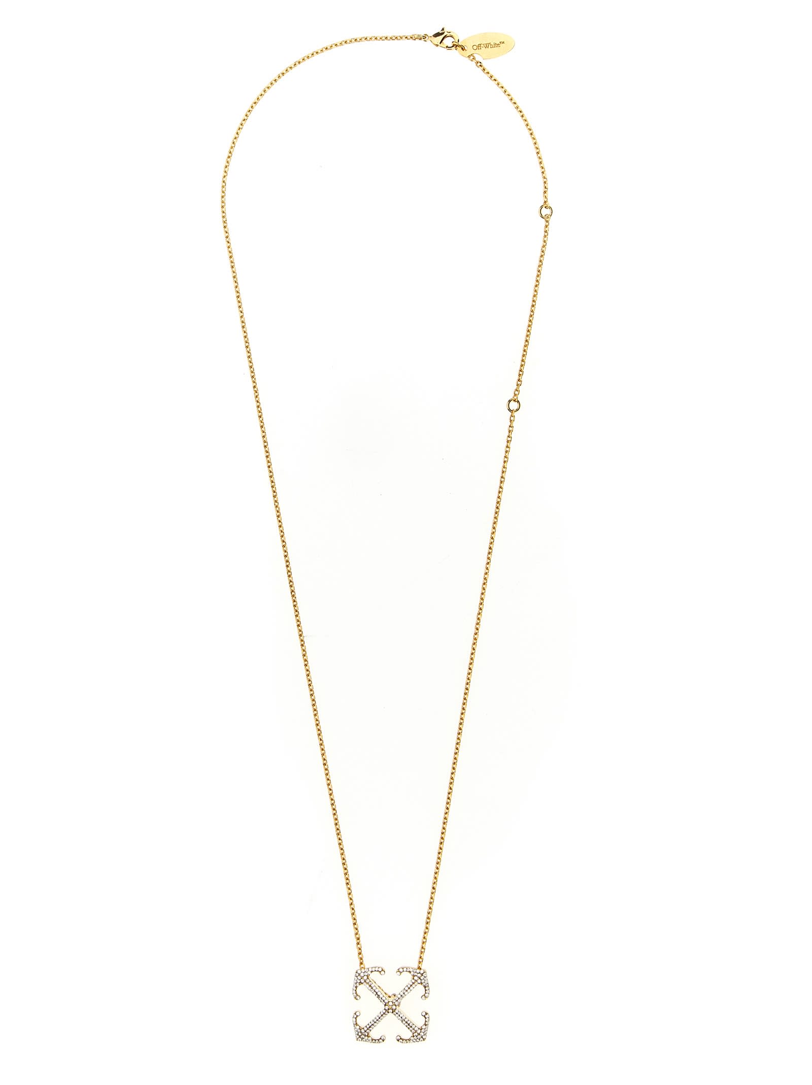 Off-white Arrow Strass Necklace In Gold