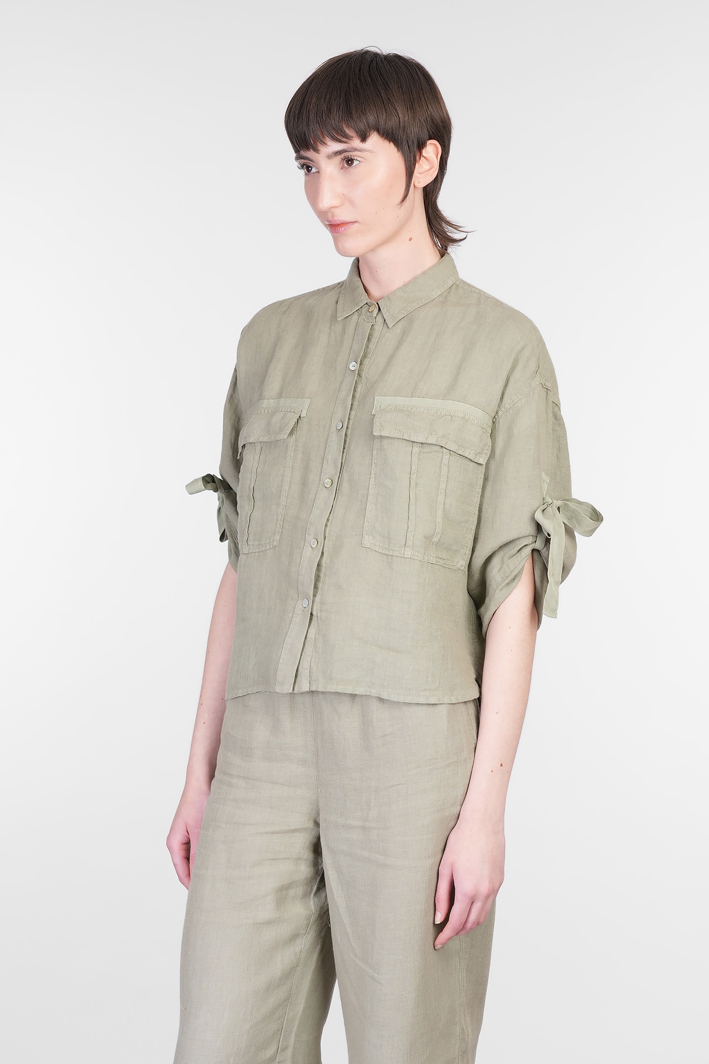 Shop 120% Lino Shirt In Green Linen