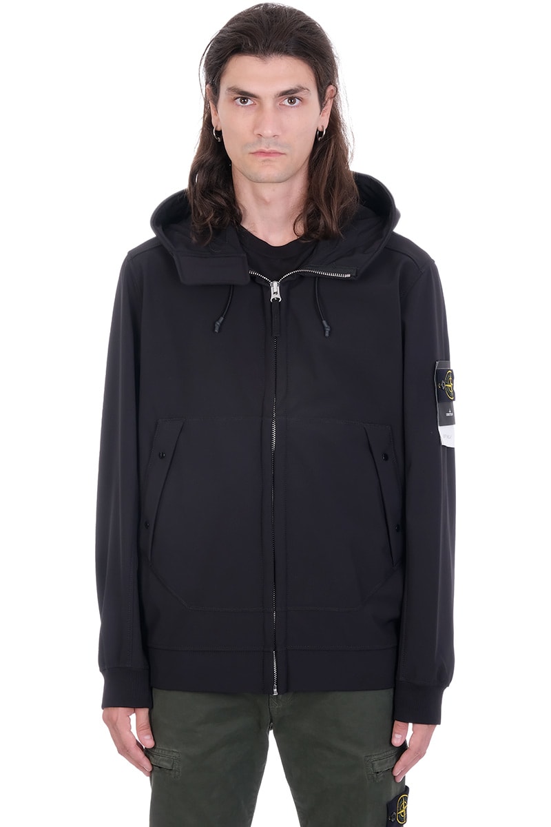 black polyester casual jacket