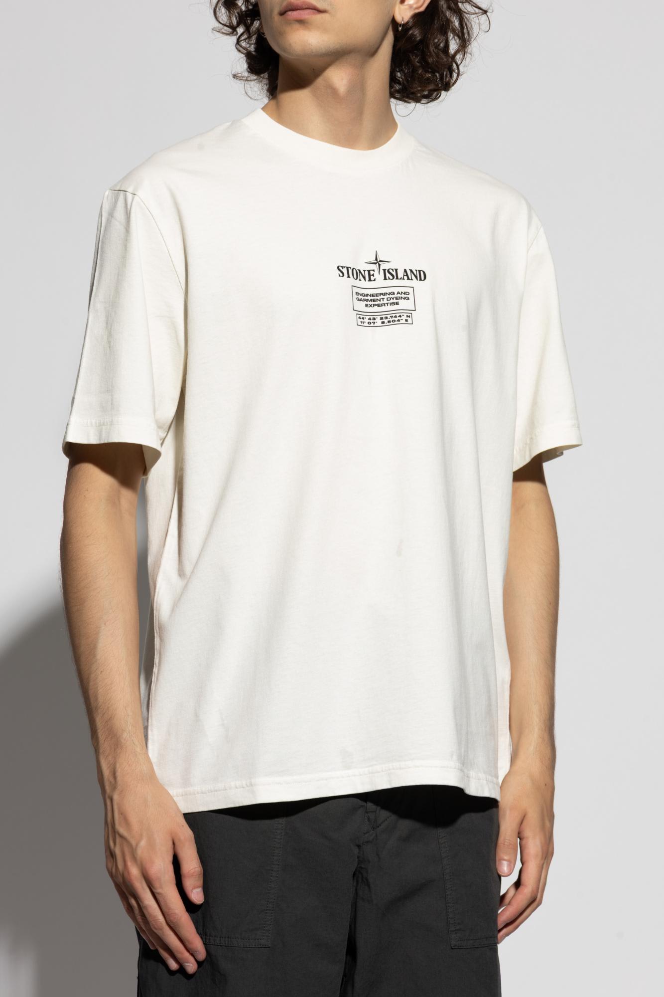 Stone Island Logo Crew Neck Cotton T-shirt With Short Sleeves In White