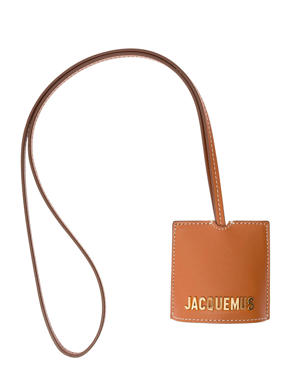 Jacquemus Le Porte Cle Bagage Brown Key-chain With Logo Lettering In Smooth Leather Man In Neutral