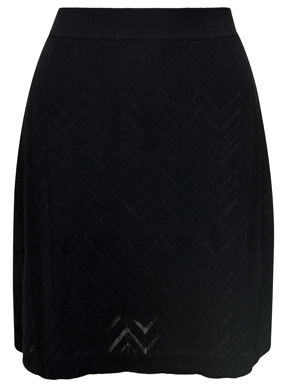 Wool Viscose Solid Colored Chevron Mini Skirt