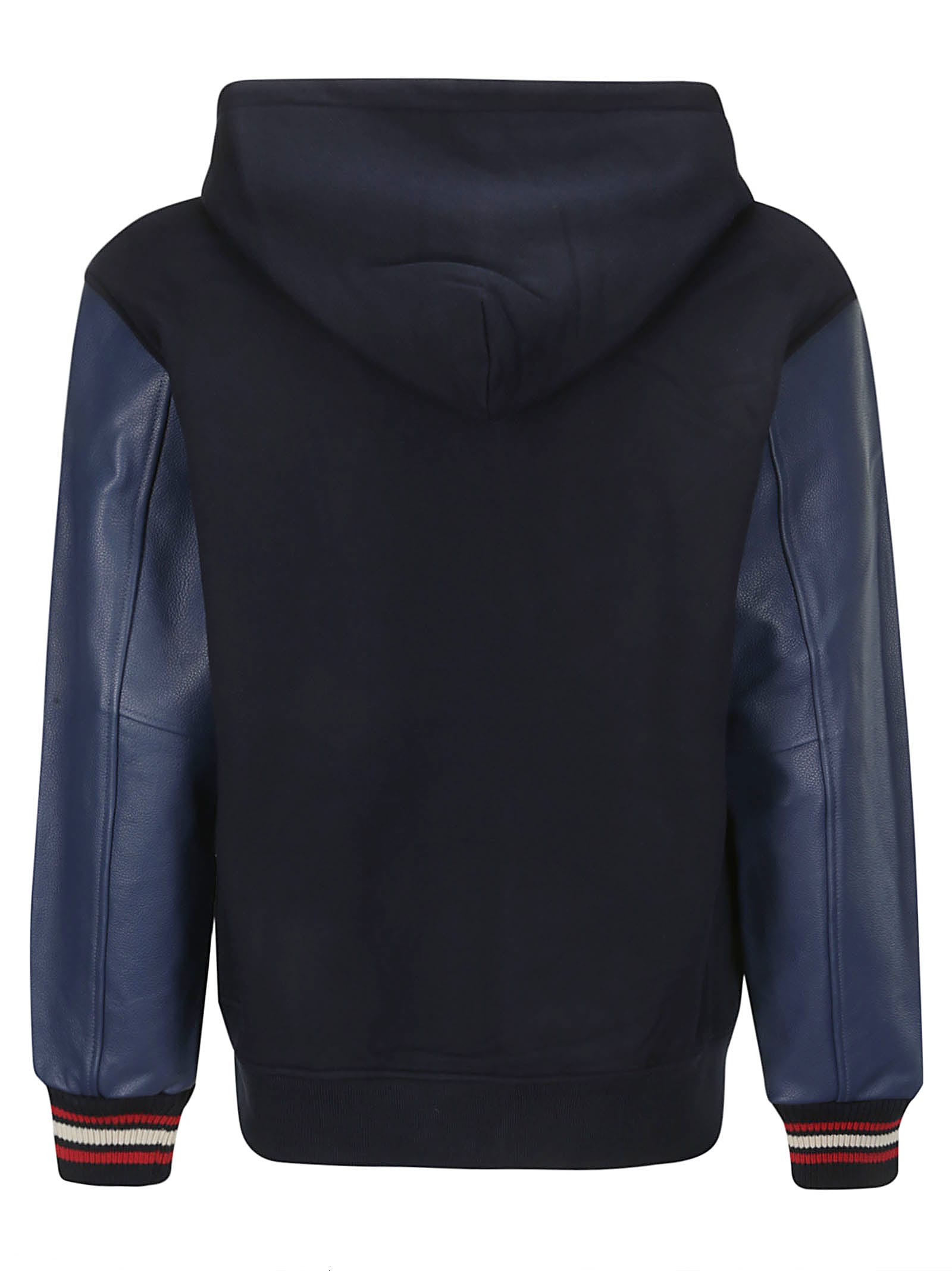 BILLIONAIRE BOYS CLUB LEATHER SLEEVE ZIP-THROUGH HOOD 