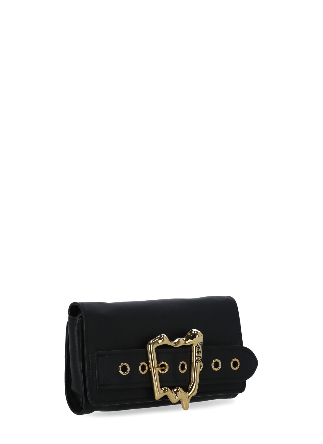 Moschino Morphed Buckle Shoulder Bag In Black