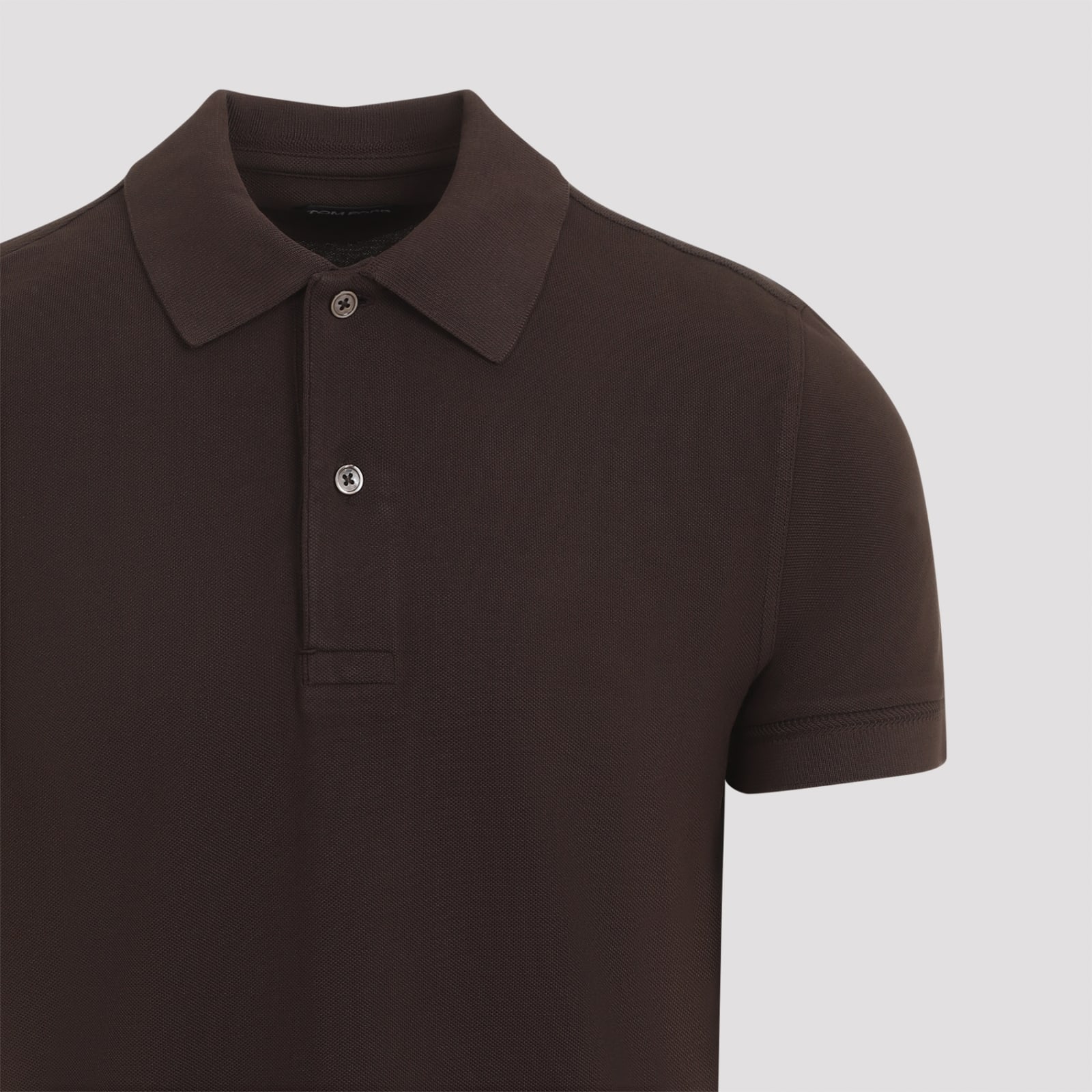 Shop Tom Ford Tennis Piquet Polo Shirt In Deep Brown