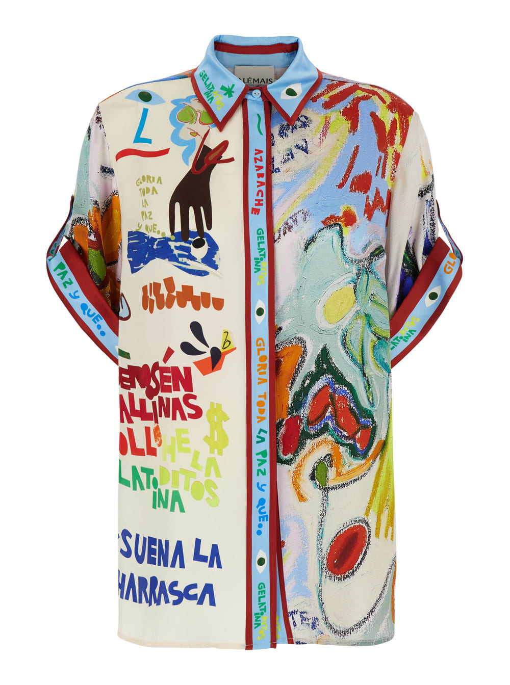 la Charrasca Multicolor Shirt With All-over Printed Motif In Silk Woman