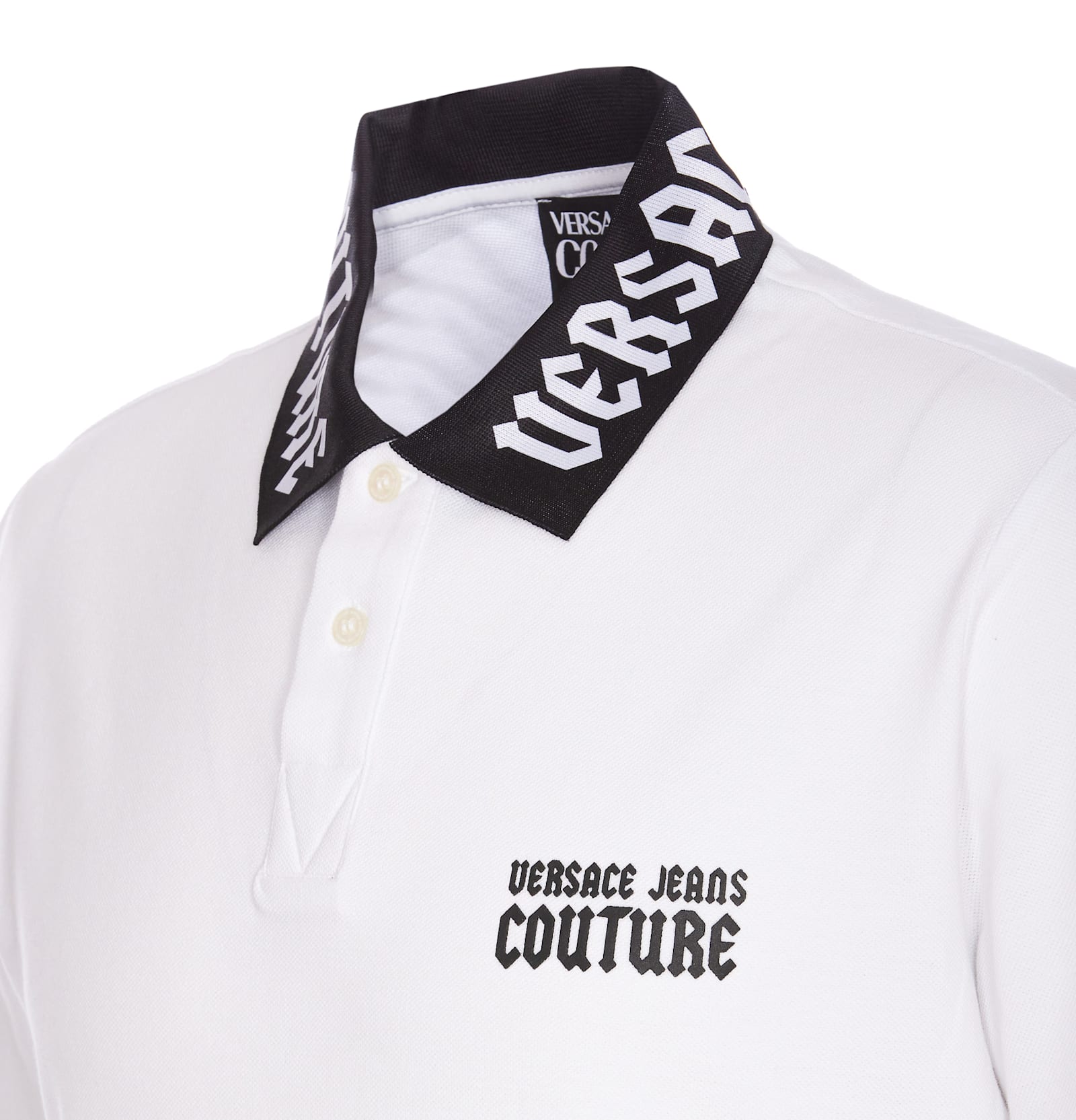 Shop Versace Jeans Couture Gothic Logo Polo In White