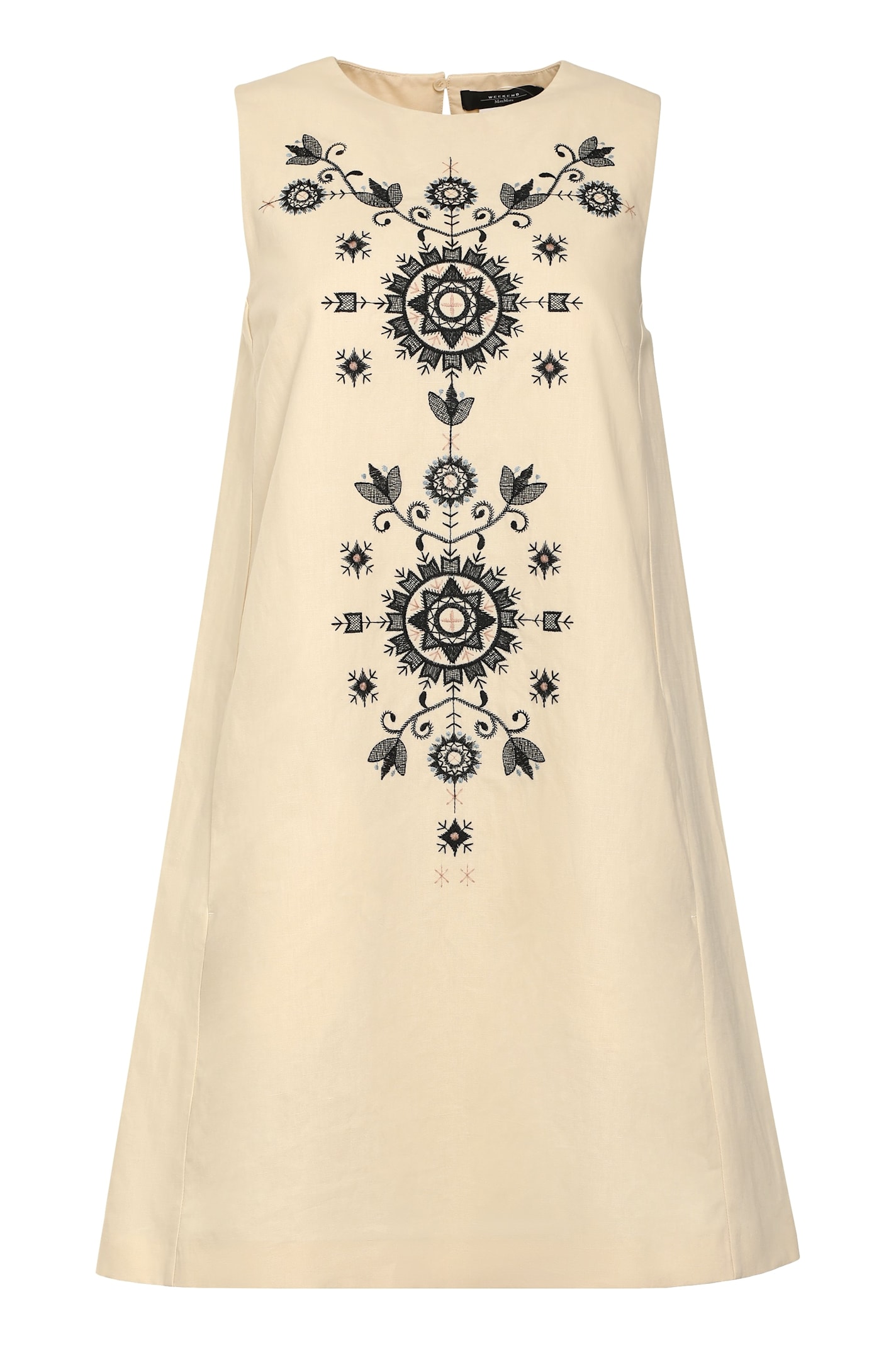 Weekend Max Mara Omens Donald Floral-embroidered Cotton-blend Mini Dress Ivory In Ivory
