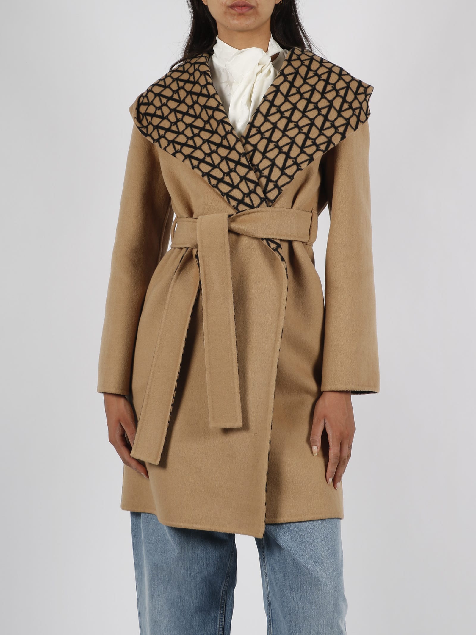 Shop Valentino Toile Iconographe Double Coat