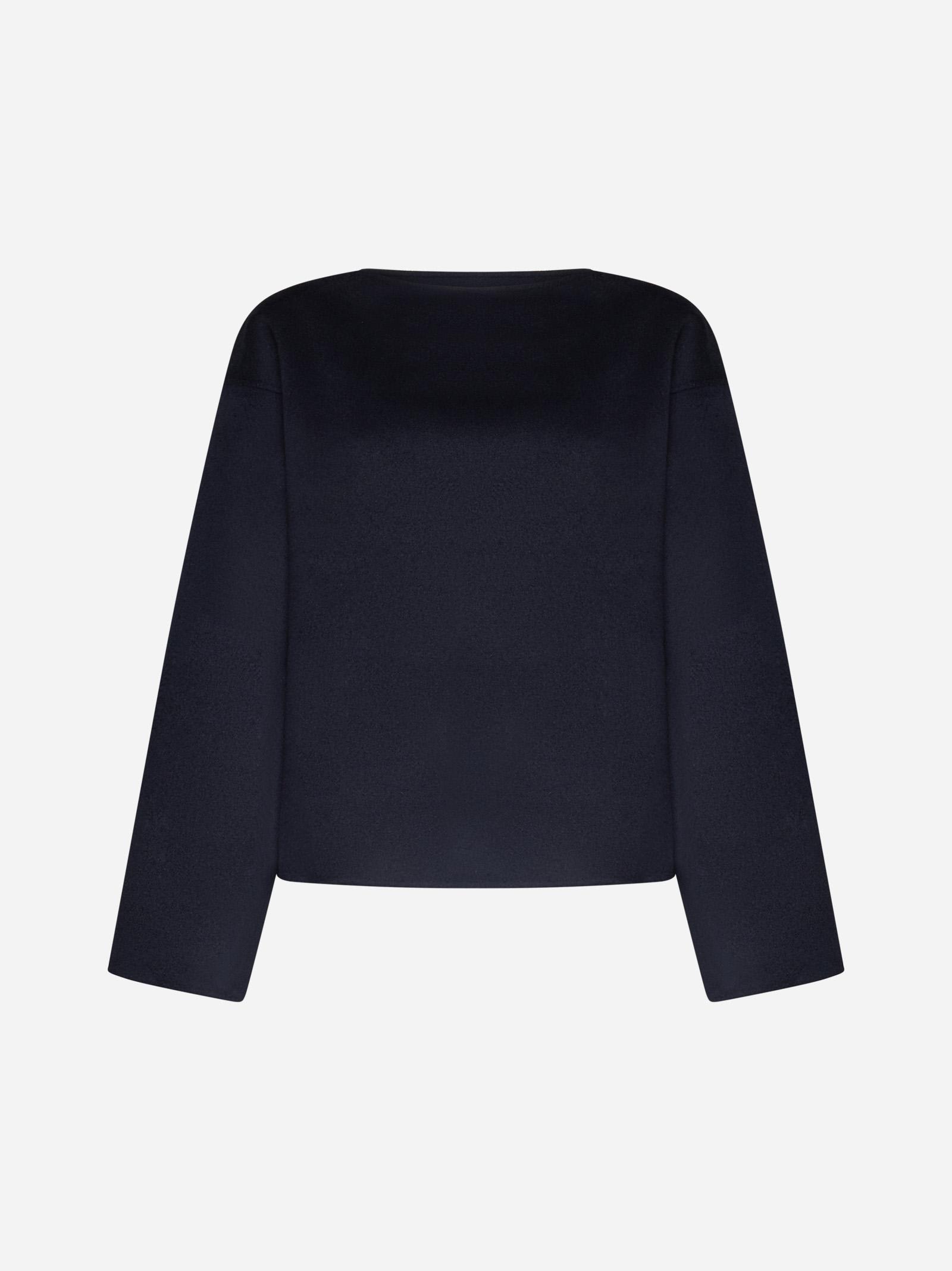 Shop Totême Double Wool Top In Blue