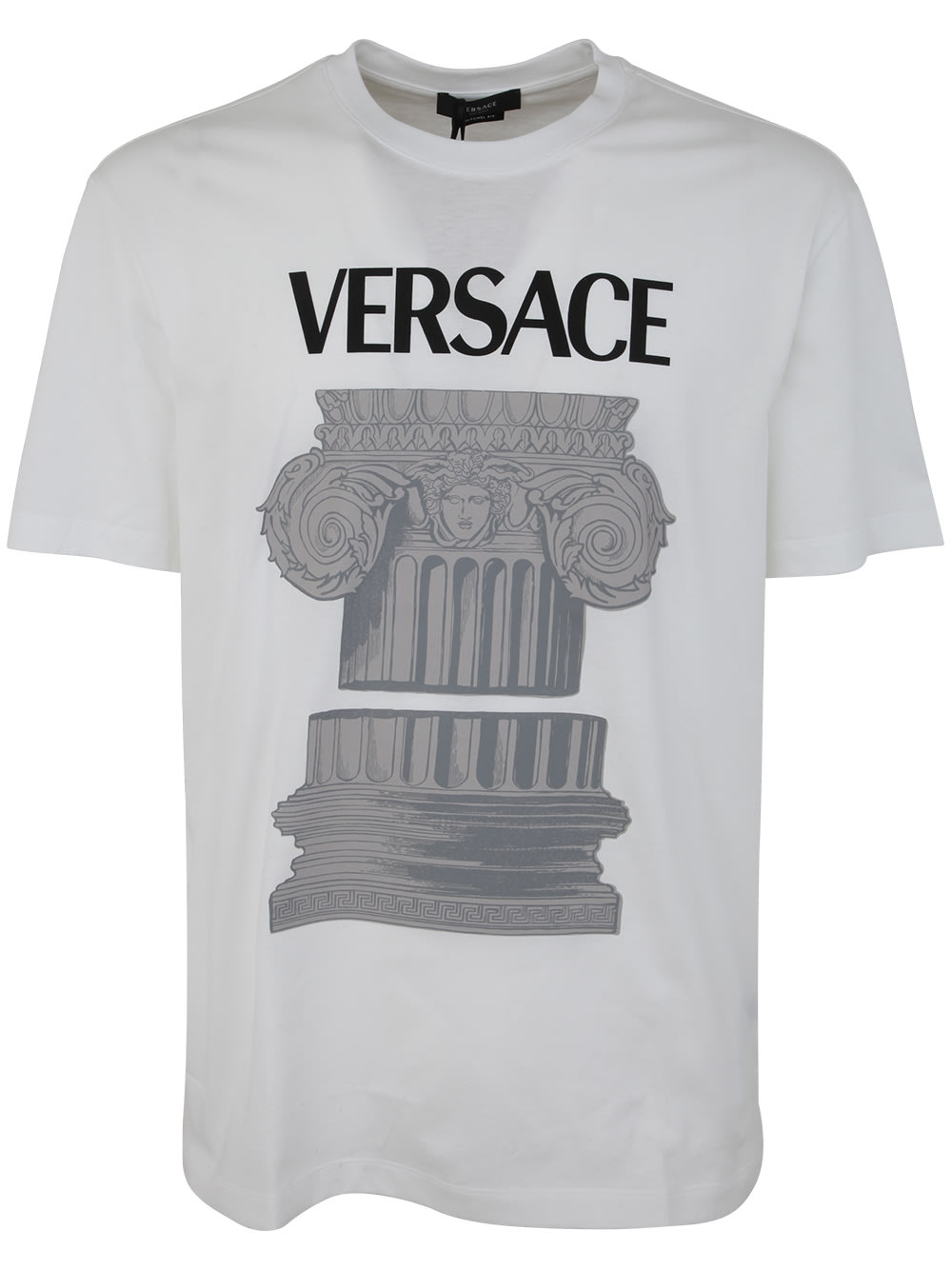 Versace T-shirt Compact Cotton Jersey Fabric The Column Print In