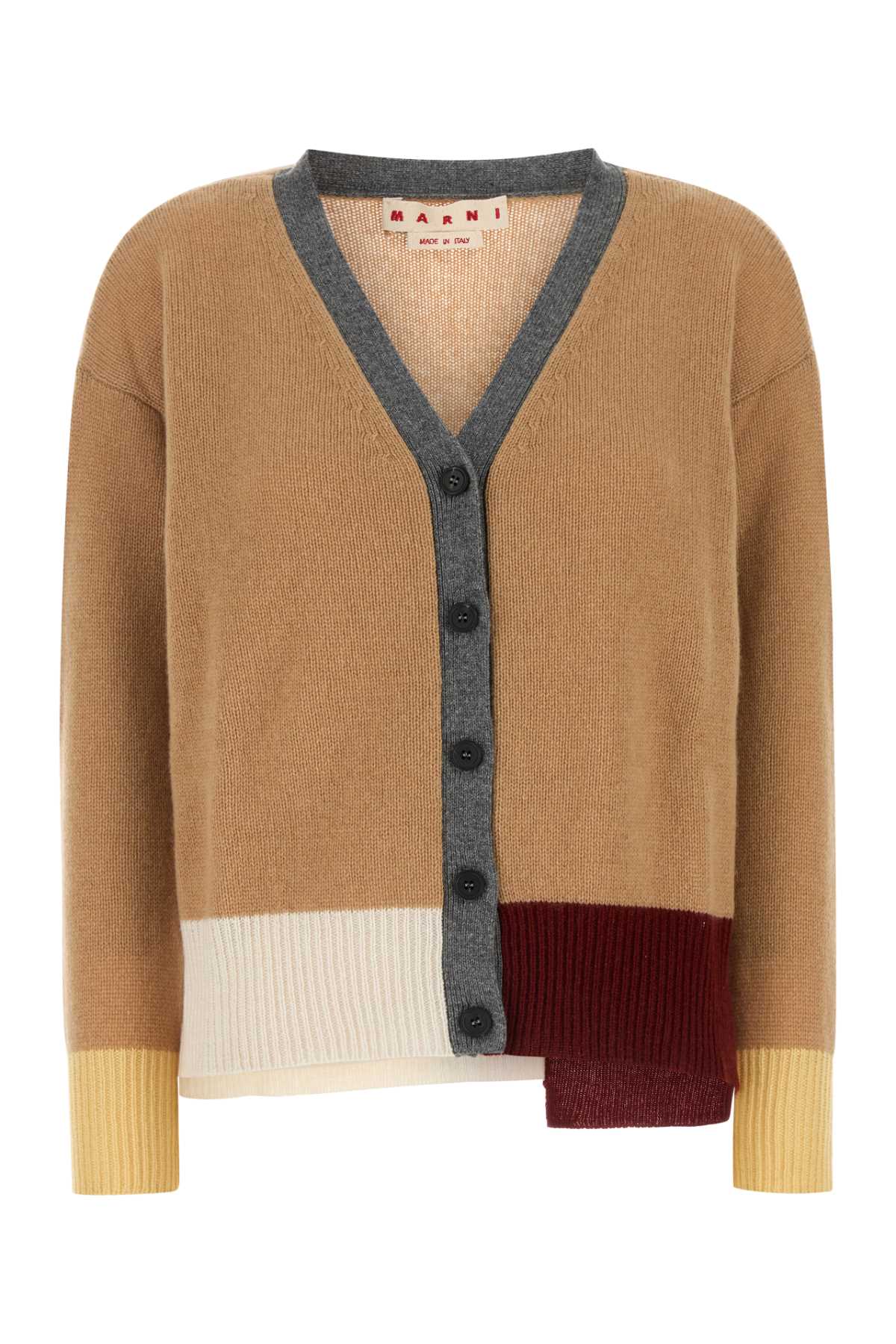 Shop Marni Camel Cashmere Cardigan In Earthofsiena