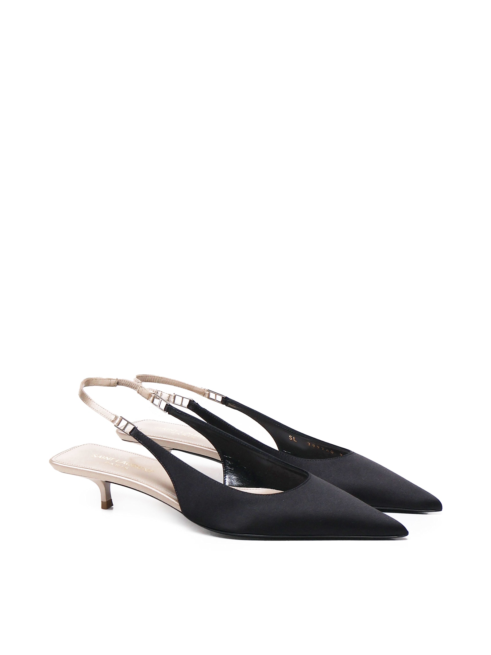 Shop Saint Laurent Slingback Cherish In Nero Partridge Pink