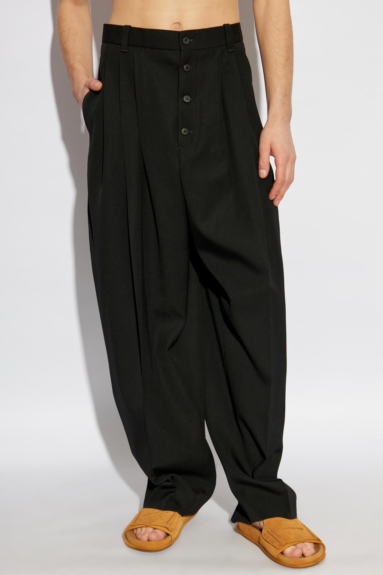 Jacquemus Pleated Button-down Trousers In Black