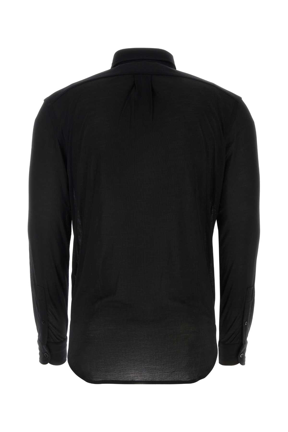 Tom Ford Cotton Silk Serge Fluid Fit Shirt In Black