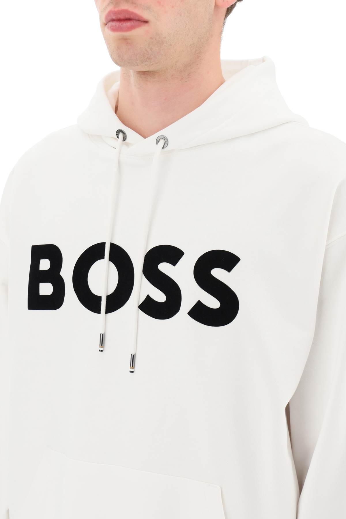 Shop Hugo Boss Sullivan Logo Hoodie In White (white)