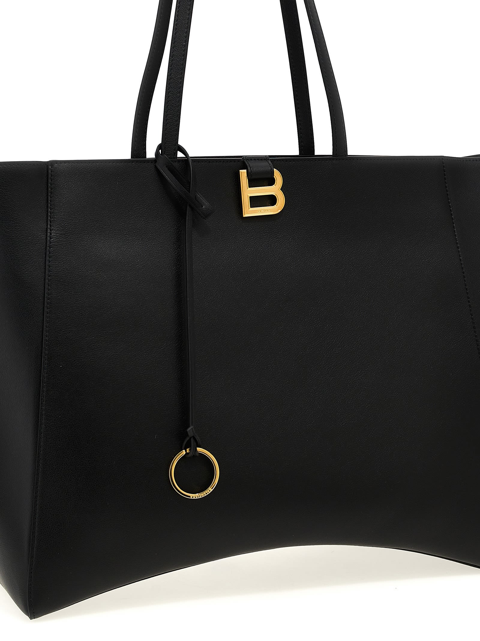 Balenciaga Hourglass Soft Tote Large Shopping Bag In Black