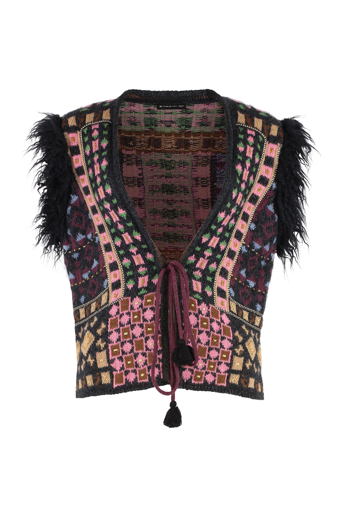 Etro Wool Blend Waist Coat In Multi