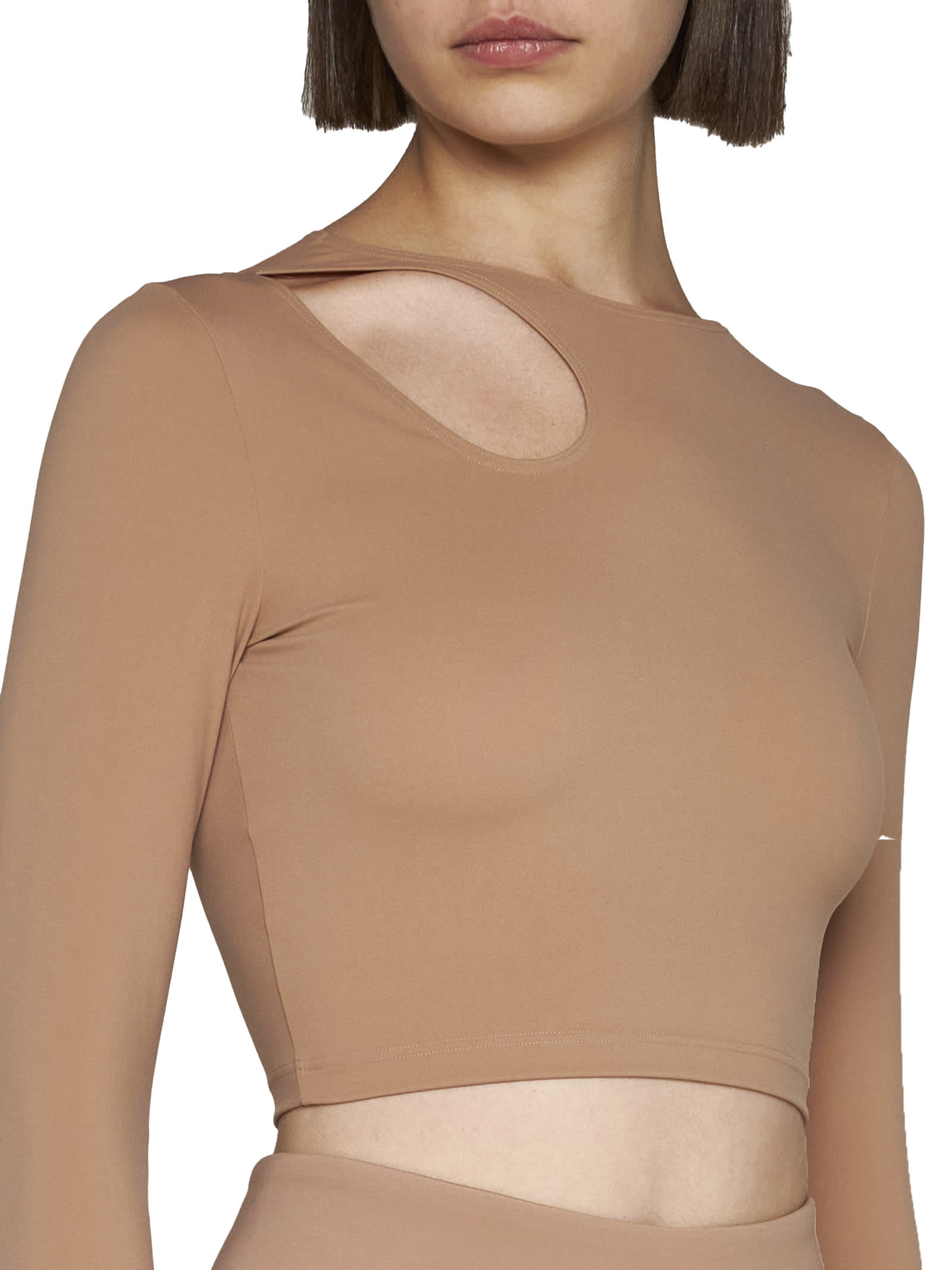 Shop Wolford Top In Almond