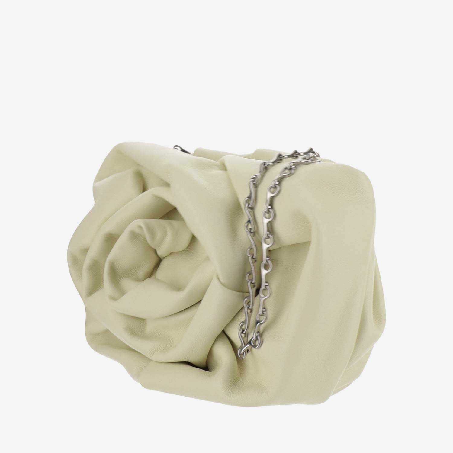 Shop Burberry Rose Clutch Bag With Chain In Ivory