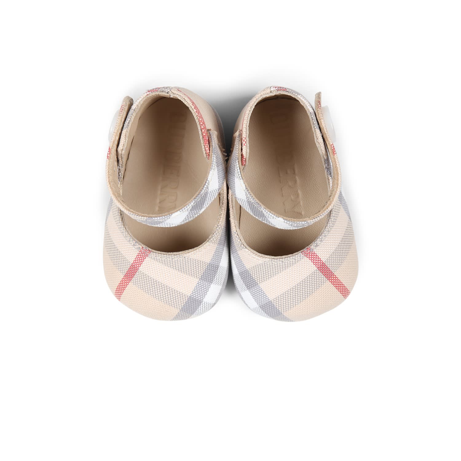 Burberry Beige Sneakers For Babykids With Vintage Check In Multi