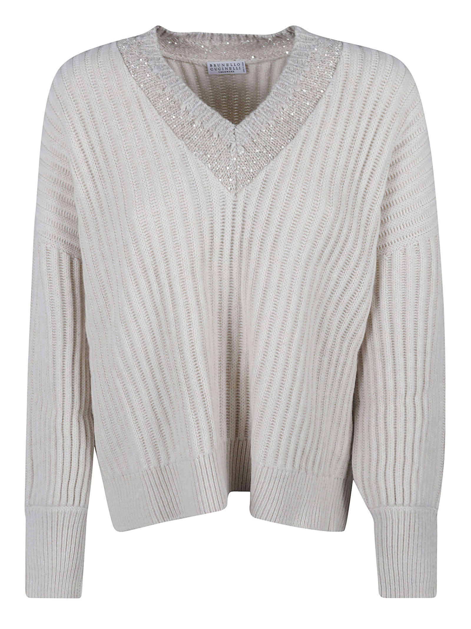 Shop Brunello Cucinelli Ribbed V-neck Sweater