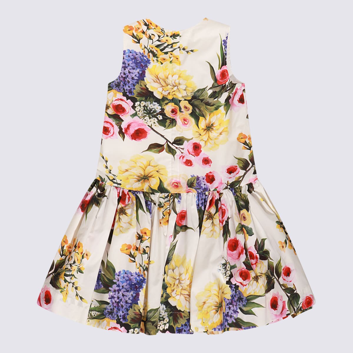 Shop Dolce & Gabbana Multicolour Cootn Dress In Giardino F.do Bianco