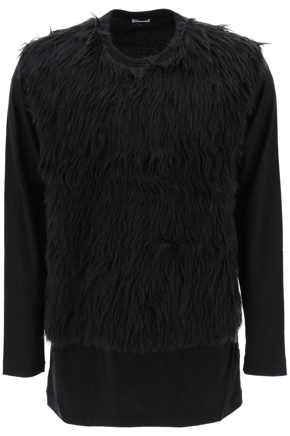 Shop Comme Des Garçons Homme Deux Faux Fur Sleeve T-shirt In Black Black (black)