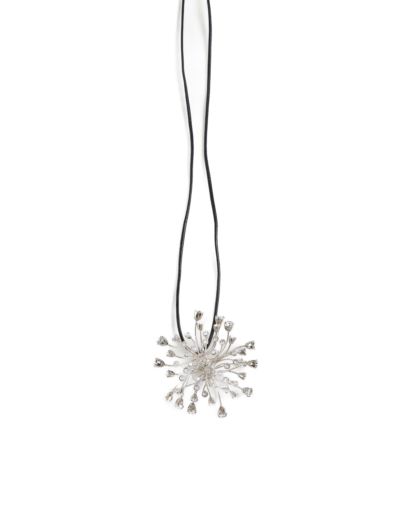 Shop Lanvin Necklace In Silver/crystal