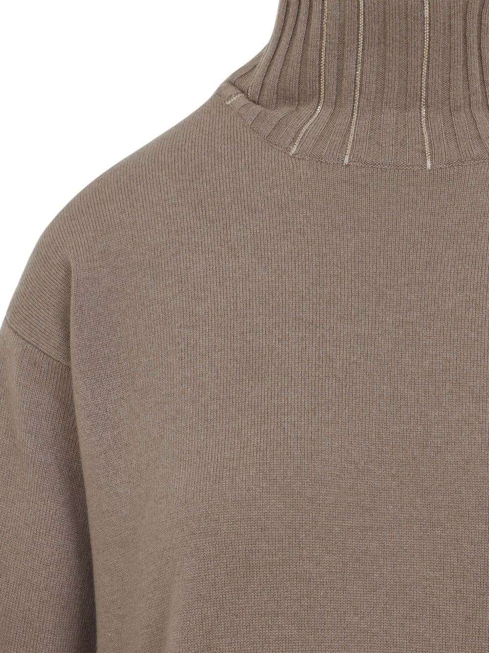 Fabiana Filippi Cortex Brown Virgin Wool Knit Midi Dress In Gray