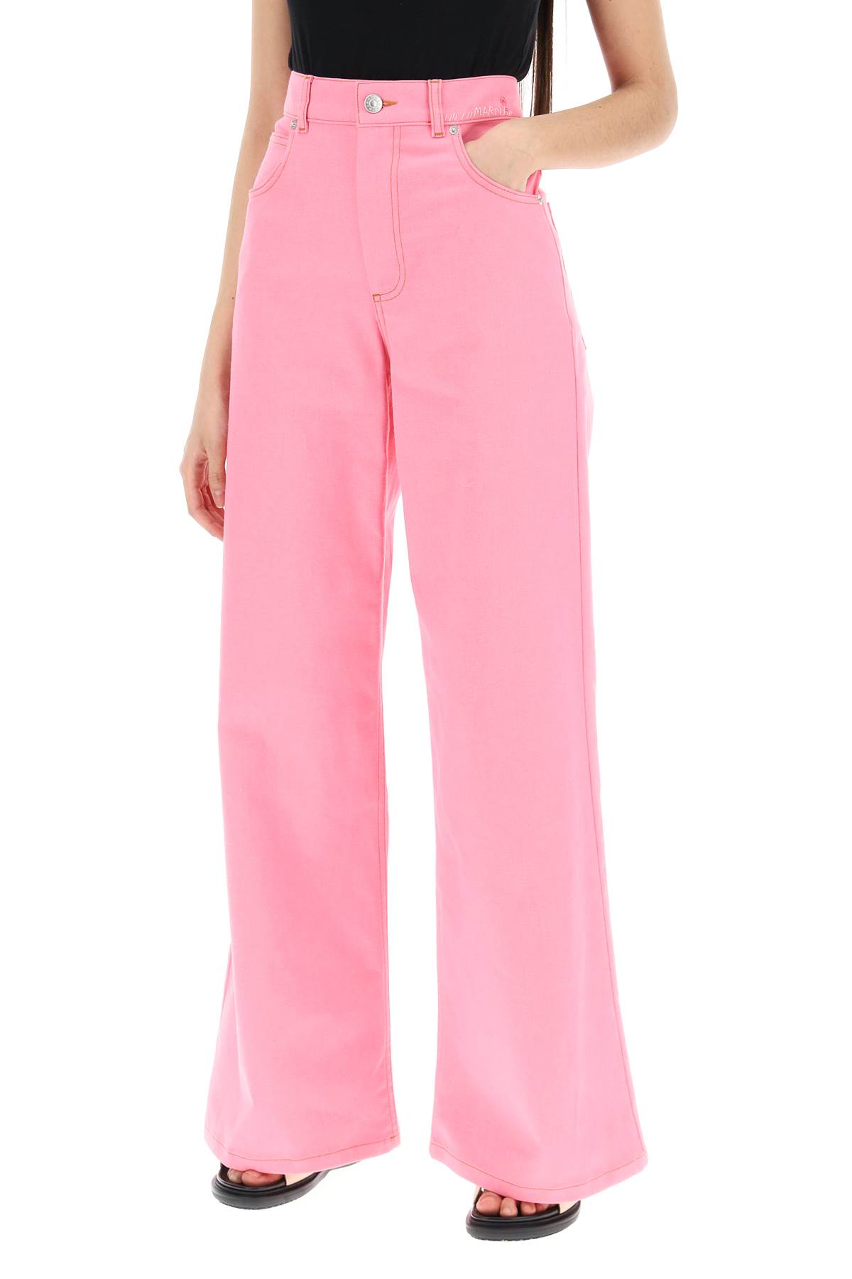 Shop Marni Lightweight Denim Jeans In Pink Clematis (pink)