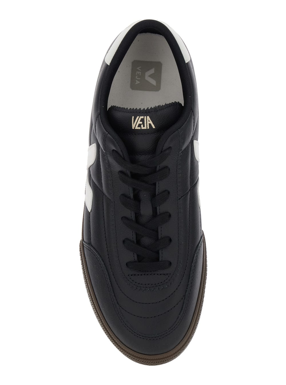 Veja Panenka Black Sneaker With Logo On The Side And Contrasting Heel In Leather Unisex In Black