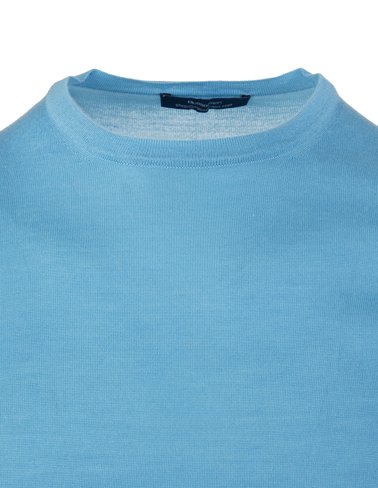 FEDELI FEDELI MAN ROUND NECK PULLOVER IN LIGHT BLUE CASHMERE AND SILK