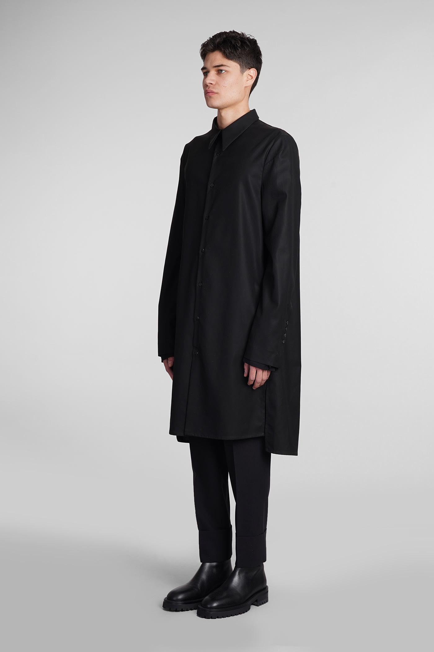 Shop Sapio N151 Coat In Black Cotton