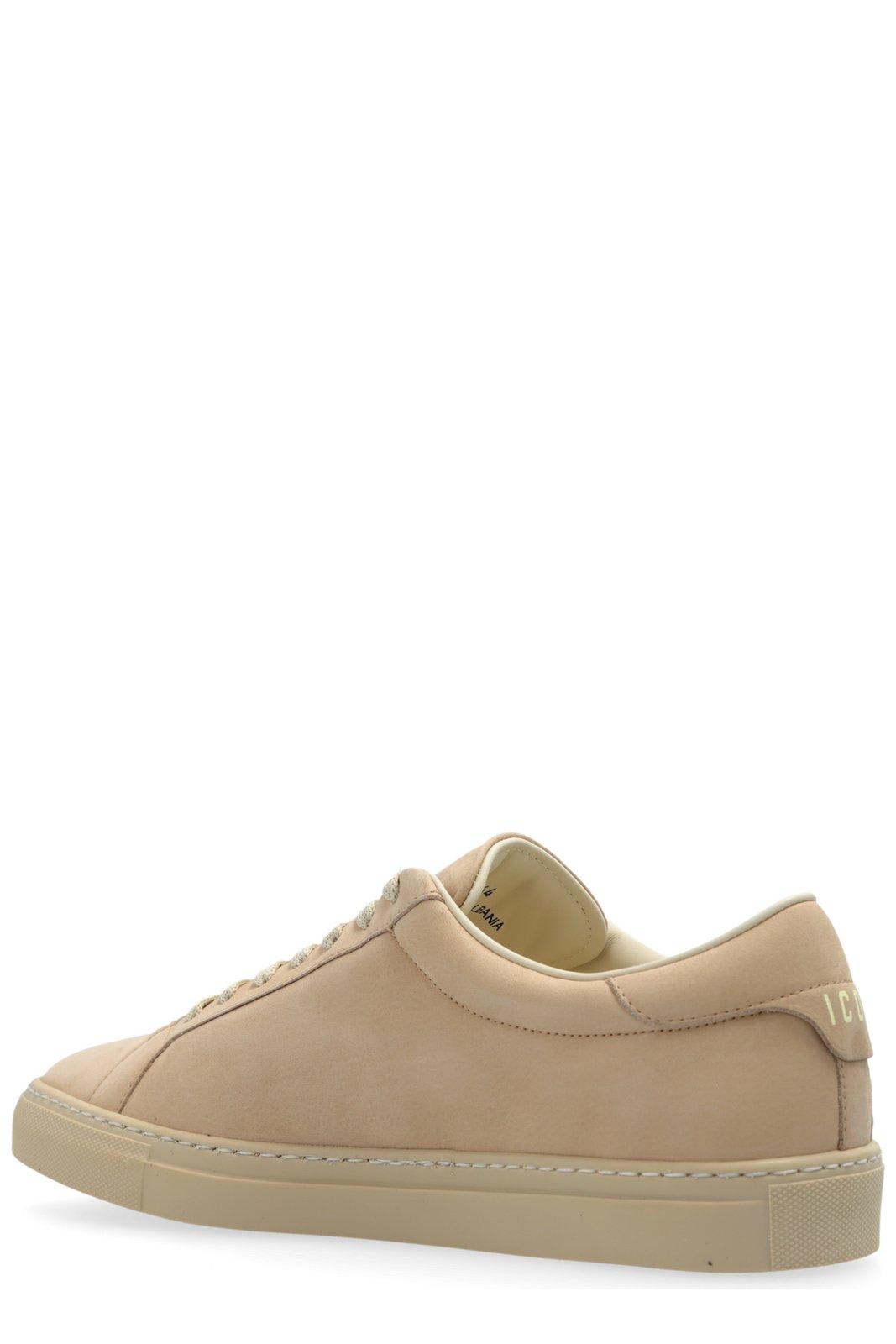 Shop Dsquared2 Logo Printed Low-top Sneakers In Beige Panna