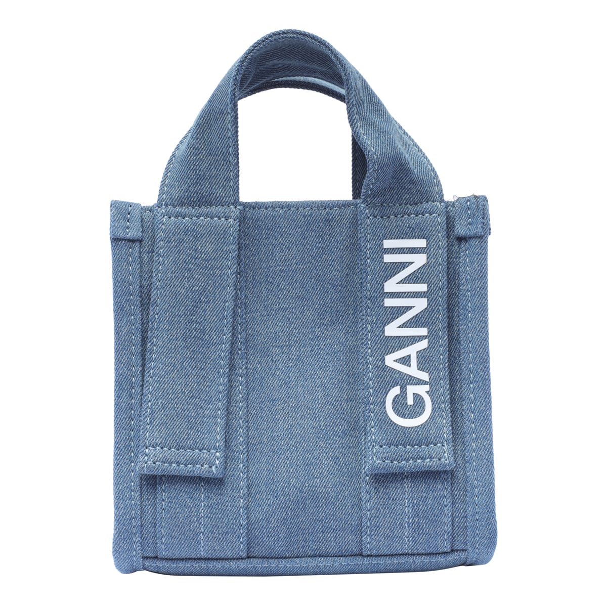 Shop Ganni Denim Tote Bag In Blue
